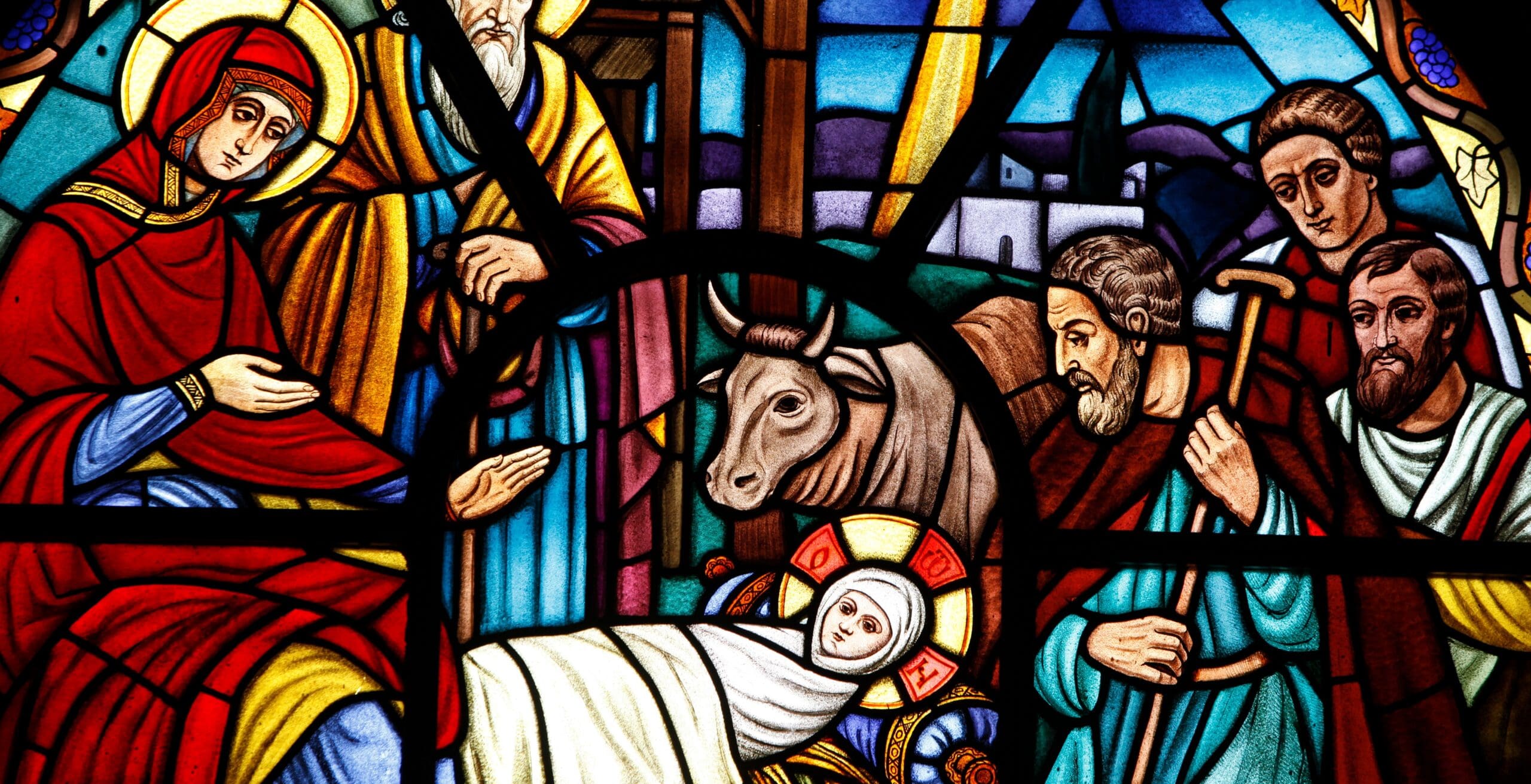 Stained glass window depicting the Nativity, Holy Trinity Cathedral